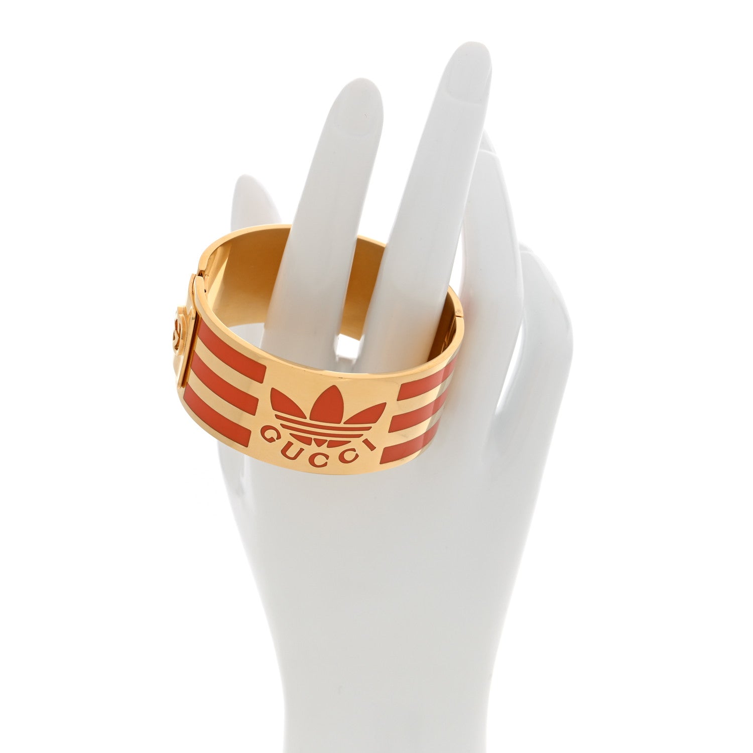 Gucci X ADIDAS Metal Enamel Cuff Bracelet S Orange