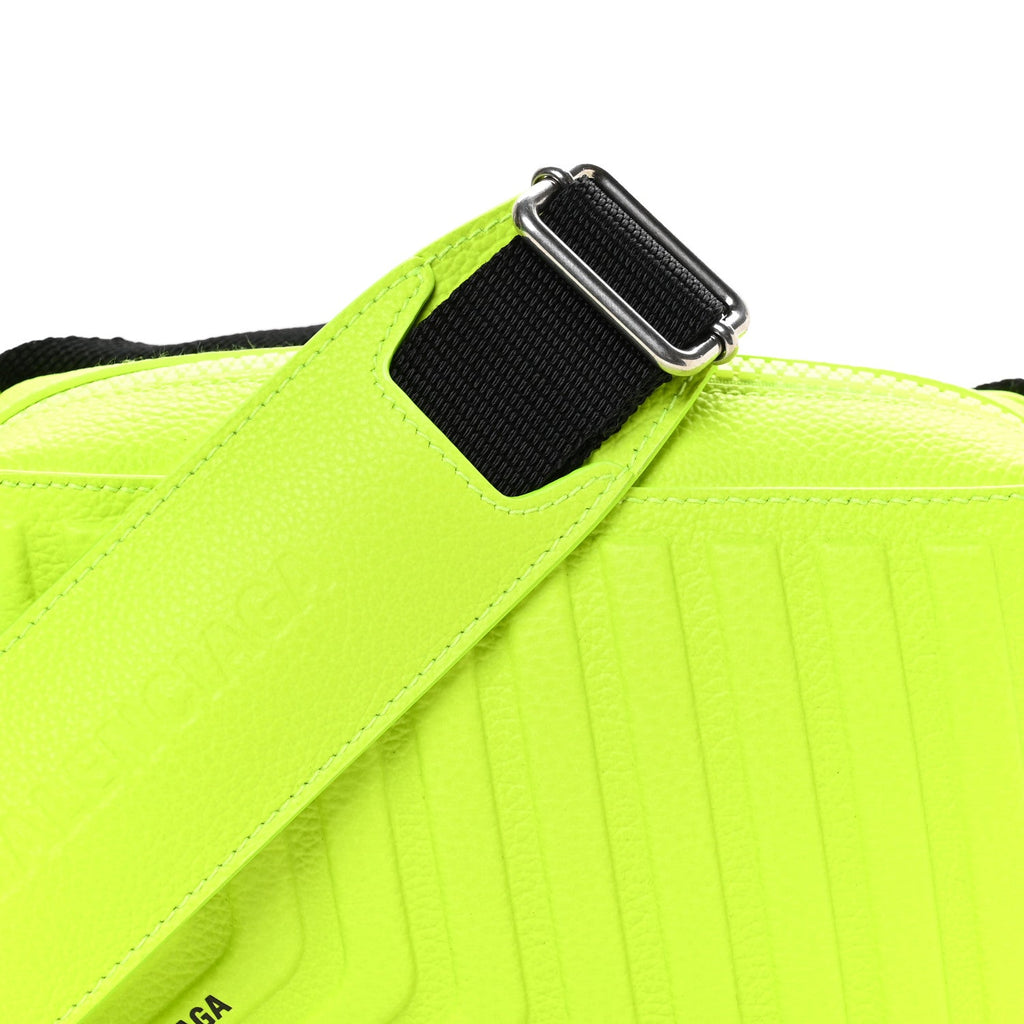 Balenciaga Grained Calfskin Embossed Car Camera Bag Yellow Fluo Black
