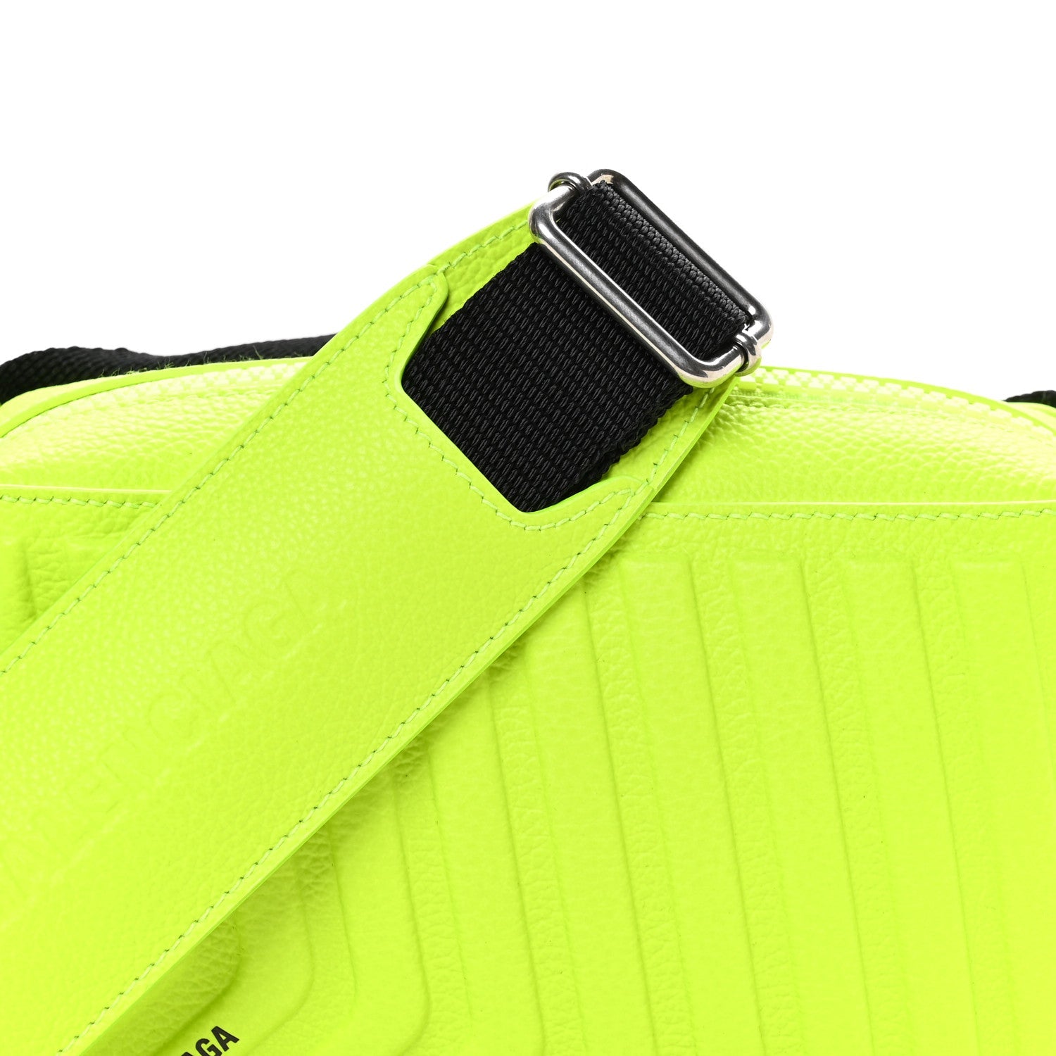Balenciaga Grained Calfskin Embossed Car Camera Bag Yellow Fluo Black