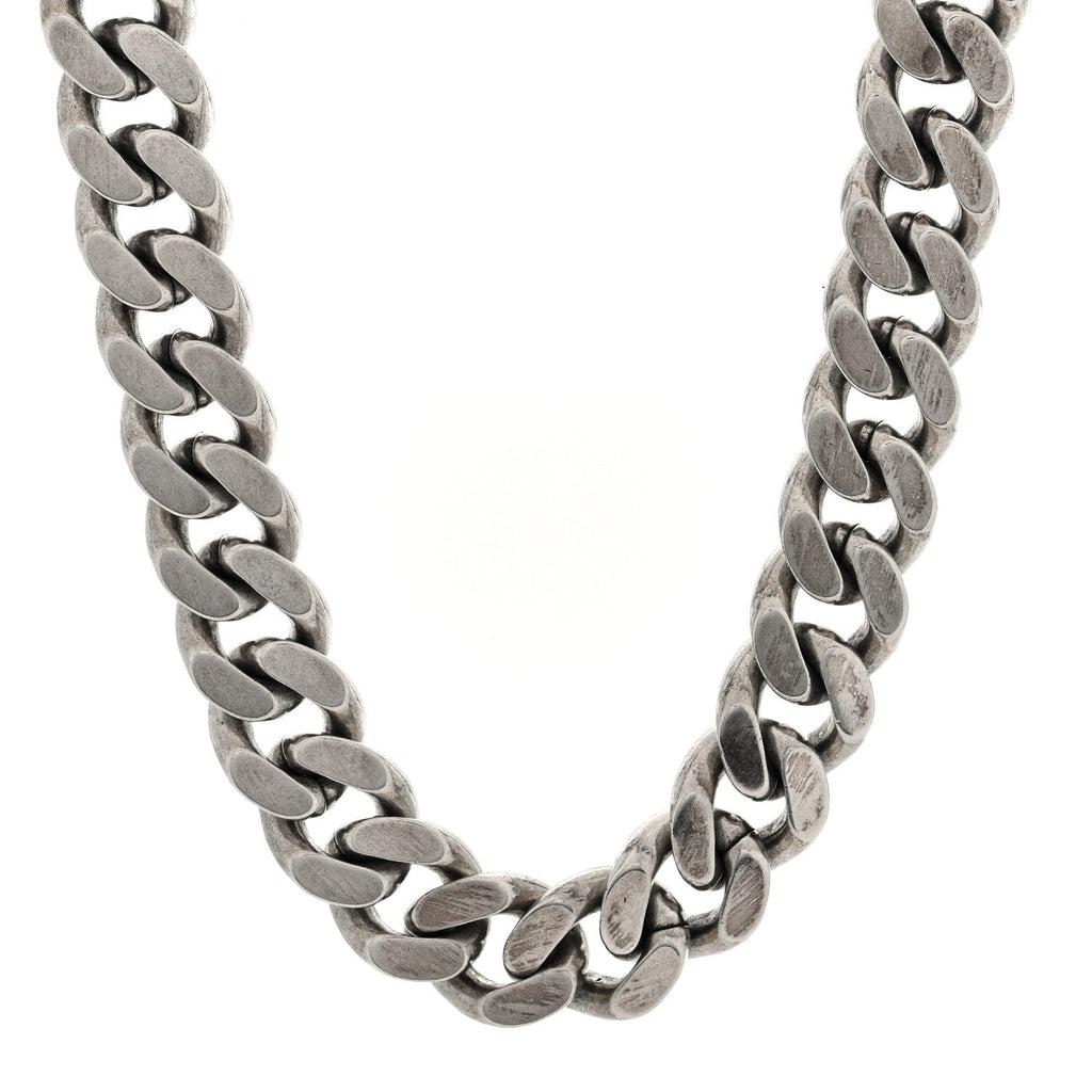 Saint Laurent Metal Curb Chain Necklace Oxidized Silver