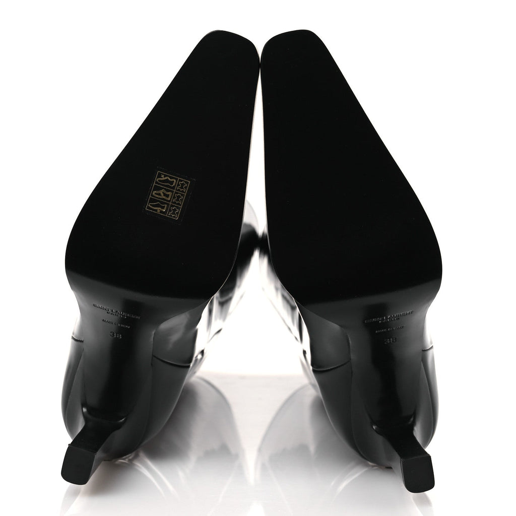 Saint Laurent Vitello Marilyn Nina 95 Knee High Boots 38 Black