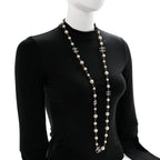 Chanel Graduated Pearl Crystal CC Long Necklace Silver