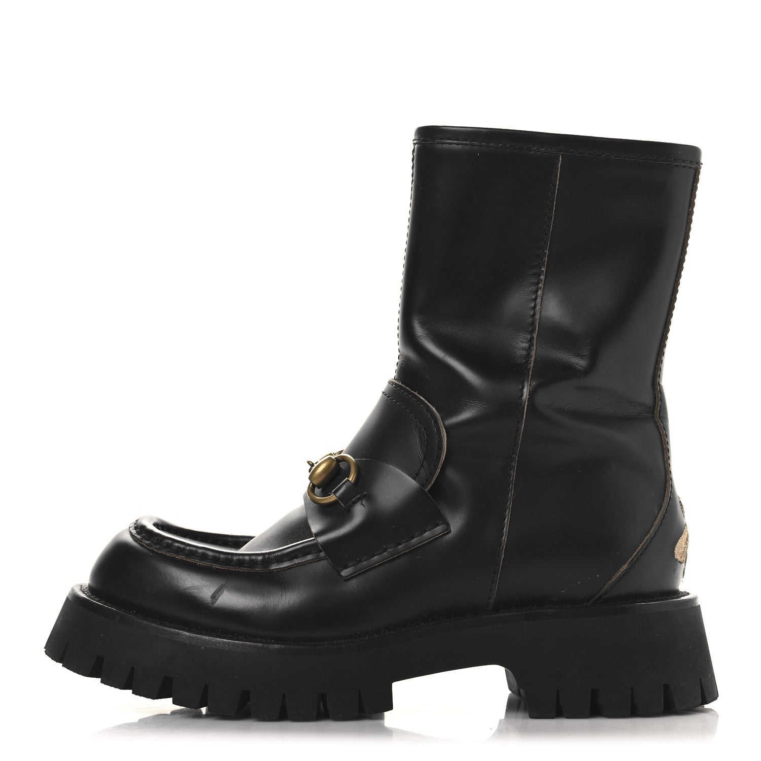 Gucci Cordovan Lux Womens Harald Horsebit 25mm Platform Boots 36 Black