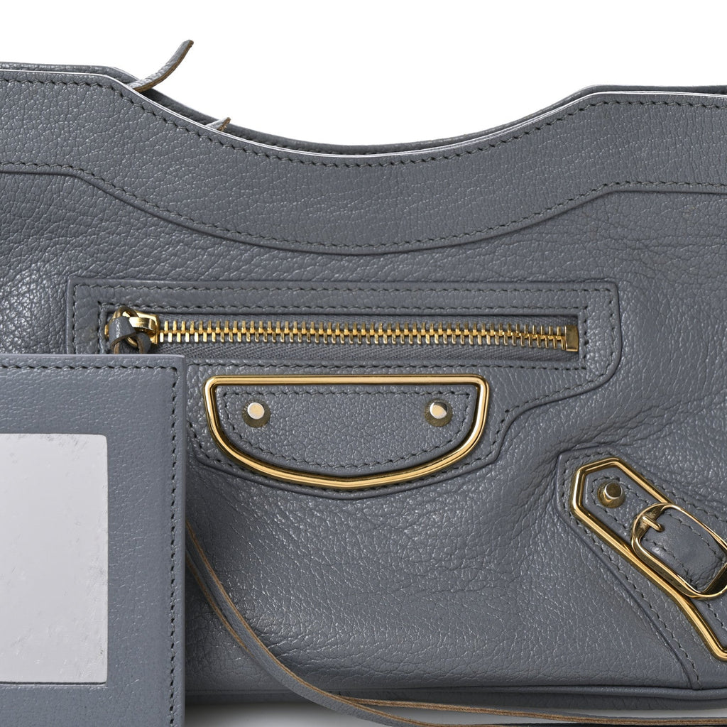 Balenciaga Chevre Gold Metallic Edge Hardware Hip Gris Acier