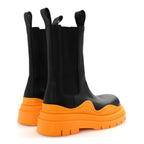 Bottega Veneta Calfskin The Tire Chelsea Boots 39 Black Tangerine