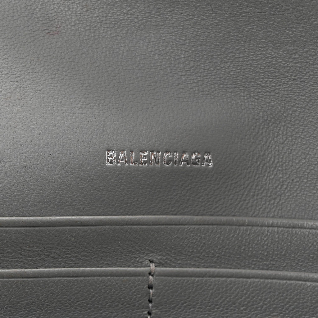 Balenciaga Metallic Calfskin Quilted Crush Wallet On Chain Silver