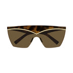 Saint Laurent Sunglasses Shield Semi Rim, Havana/Gold Frame and Brown Lens SL614MASK002