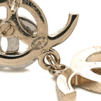 Chanel Crystal Pearl Double CC Drop Earrings Gold Silver