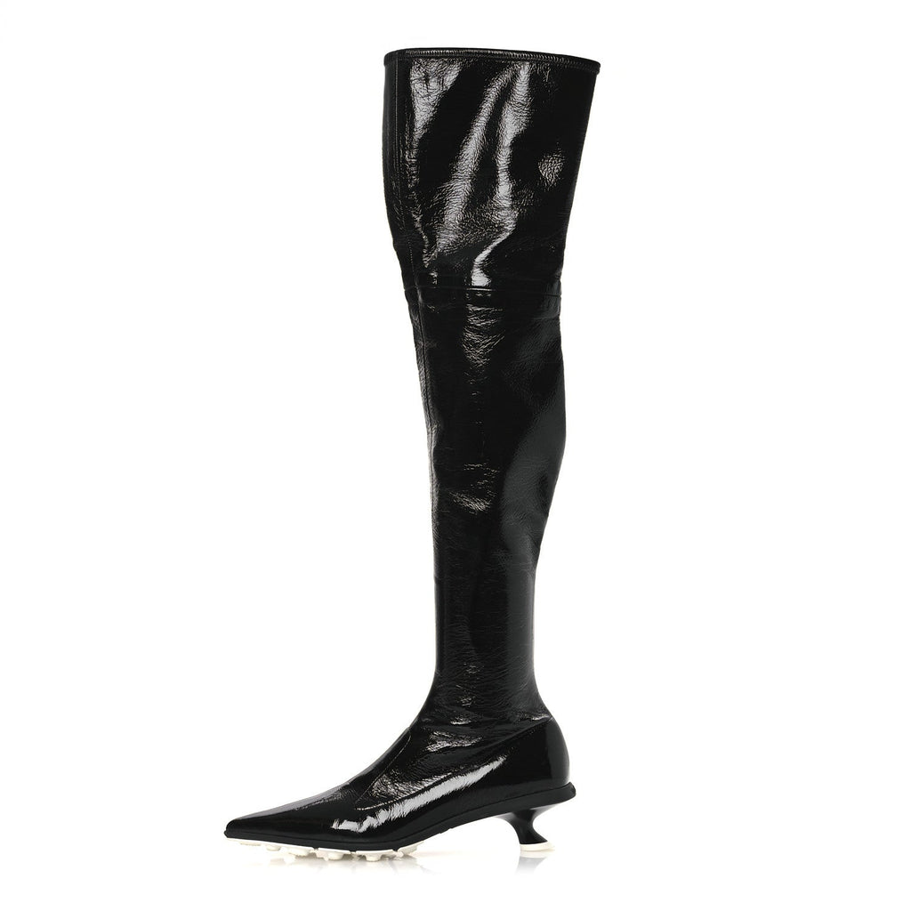 Miu Miu Nappa Stretch Knee High Heel Boot 36.5 Black