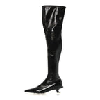 Miu Miu Nappa Stretch Knee High Heel Boot 36.5 Black