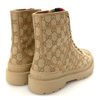 Gucci GG Monogram Web Mens Lug Sole Ankle Boots 8.5 New Sand