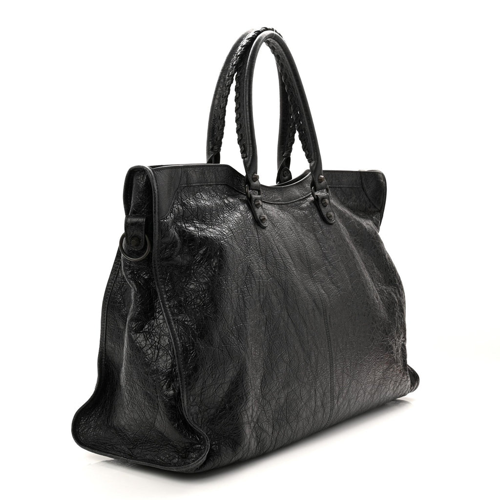 Balenciaga Arena Lambskin Brass Hardware Le City Travel Bag Black