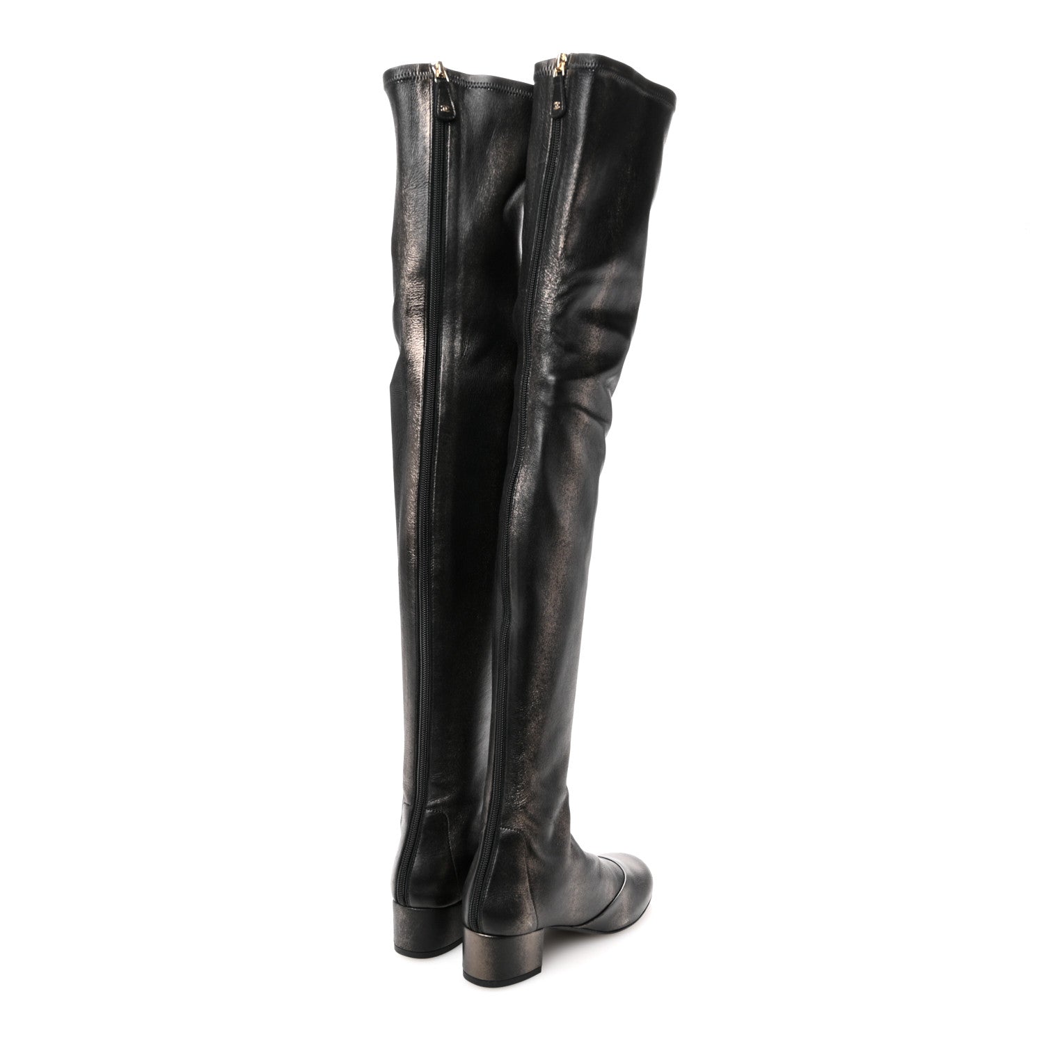Chanel Metallic Lambskin Star Fantasy High Boots 36.5 Dark Grey