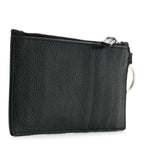 Balenciaga Grained Calfskin Miami Logo Cash Coin Card Holder On Keychain Black