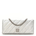 Balenciaga Metallic Calfskin Quilted Crush Wallet On Chain Silver