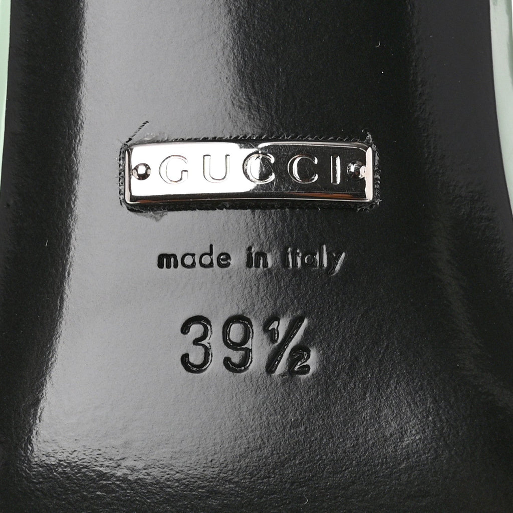 Gucci Regent Calfskin Horsebit Mid Heel Sandals 39.5 Pacific Green