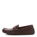 Gucci Soft Clove Calfskin Web Mens Horsebit Driver Loafers 7.5 Cocoa