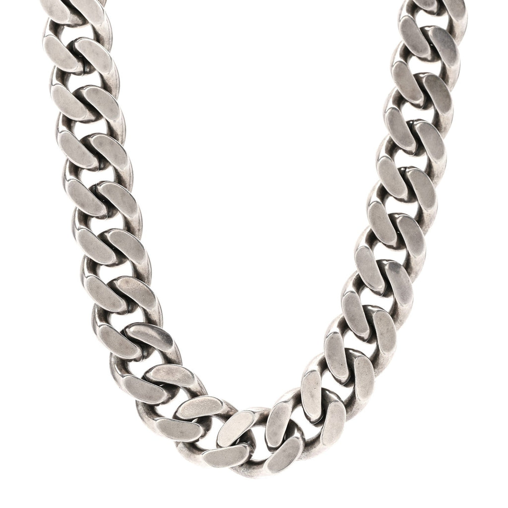 Saint Laurent Metal Curb Chain Necklace Oxidized Silver
