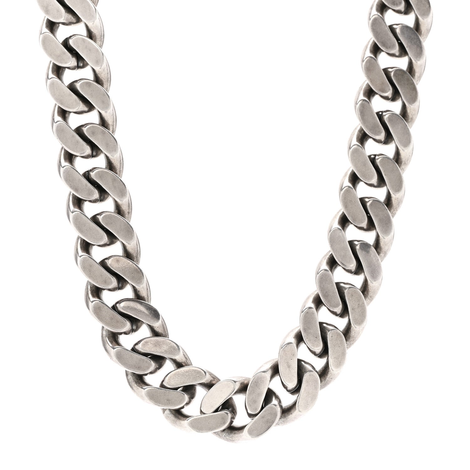 Saint Laurent Metal Curb Chain Necklace Oxidized Silver