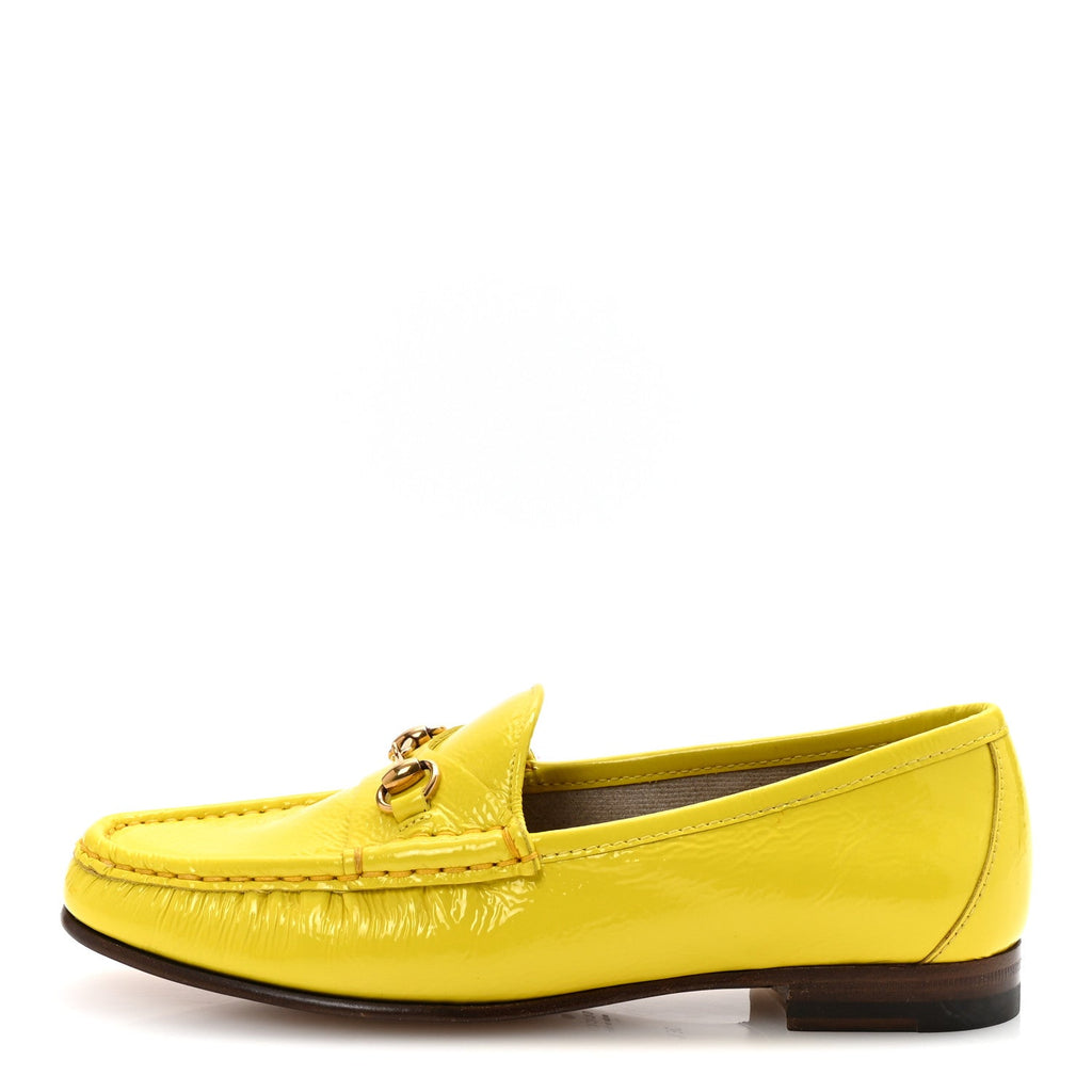 Gucci Vernice Naplack Womens 1953 Horsebit Loafers 36.5 Acid Lime