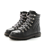 Chanel Lambskin Quilted Lace Up Boots 35.5 Grey