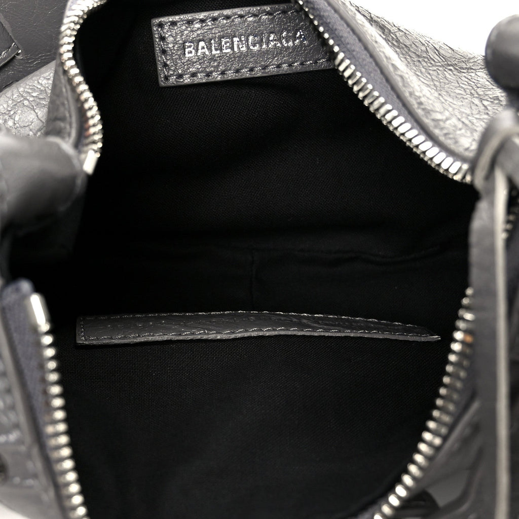 Balenciaga Agneau Arena Le Cagole Shoulder Bag XS Dark Grey