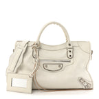 Balenciaga Chevre Silver Metallic Edge Hardware City White