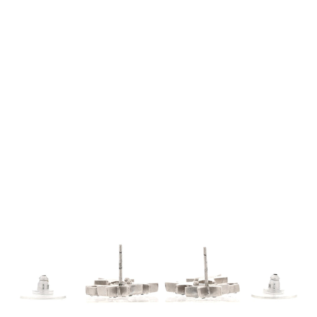 Chanel Crystal Star CC Earrings Silver