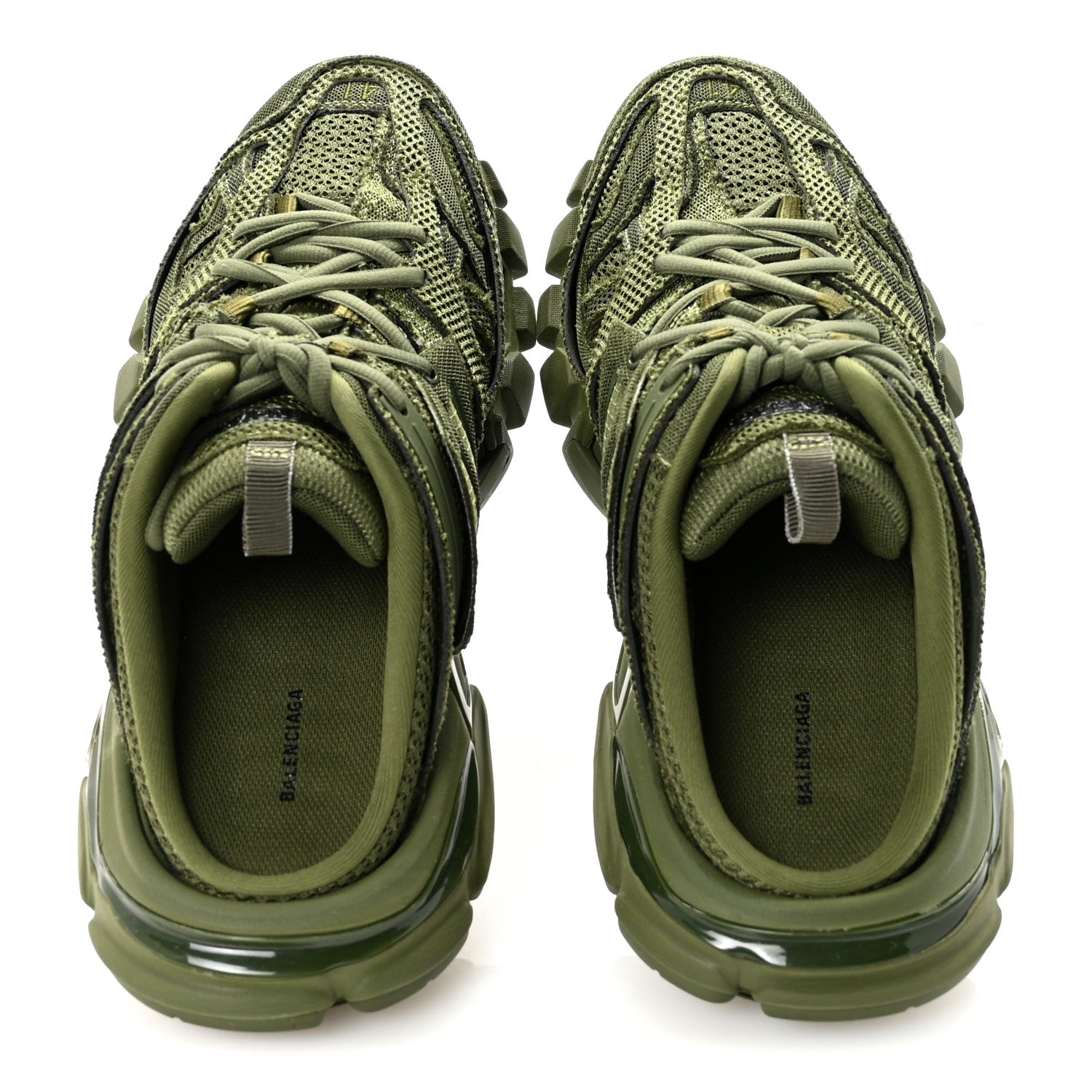 Balenciaga Mesh Rubber Mens Track Mules 41 Kaki
