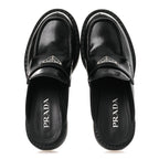 Prada Spazzolato Triangle 40mm Loafer Mules 37 Black