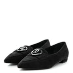 Chanel Suede Heart CC Loafers 40.5 Black