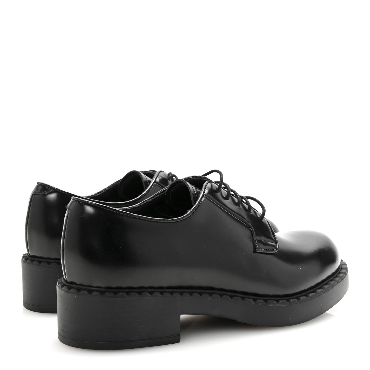 Prada Spazzolato Lace Up 50mm Loafers 39 Black