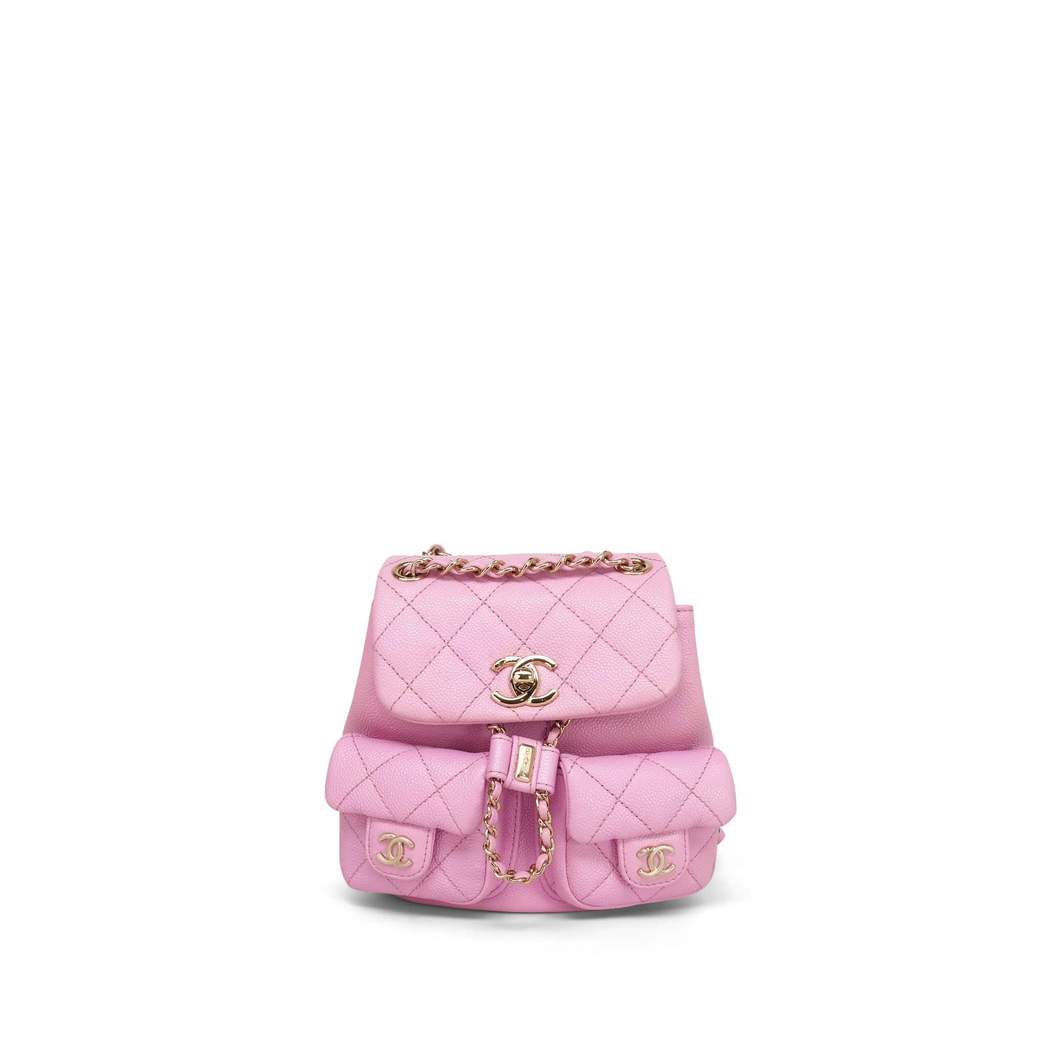 Chanel 22S Light Pink Caviar Quilted Mini Duma Backpack Light Gold Hardware