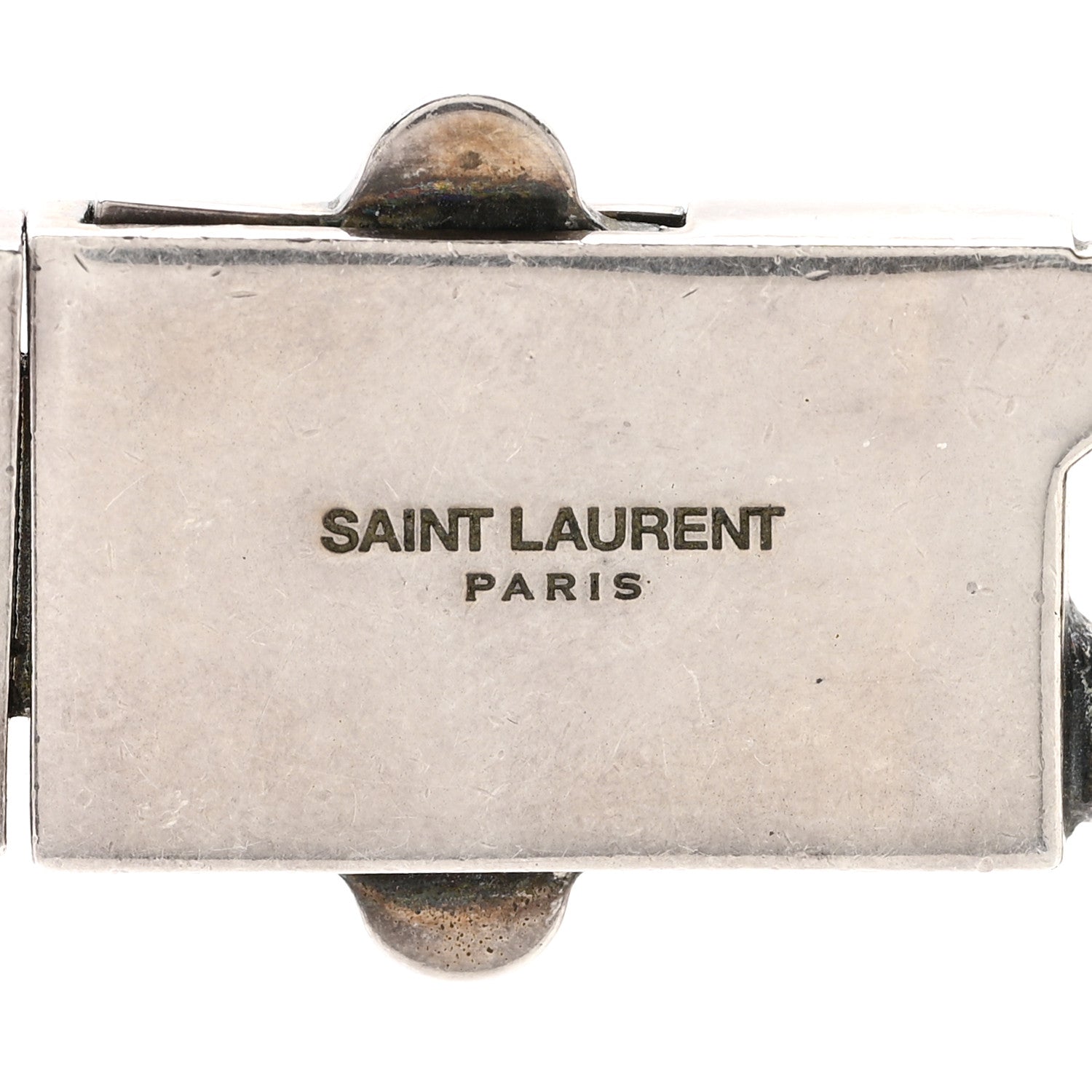 Saint Laurent Metal Curb Chain Necklace Oxidized Silver