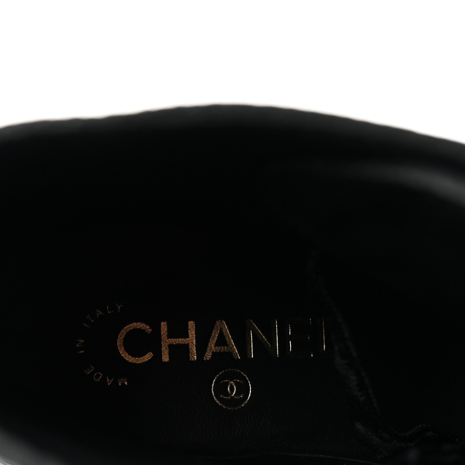 Chanel Shiny Calfskin Velvet Pearl Combat Short Boots 37 Black