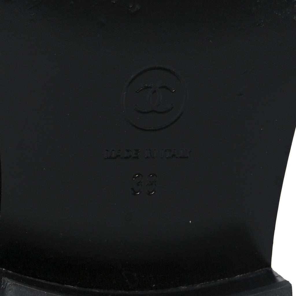 Chanel Calfskin Lace Up Combat Boots 38 Black