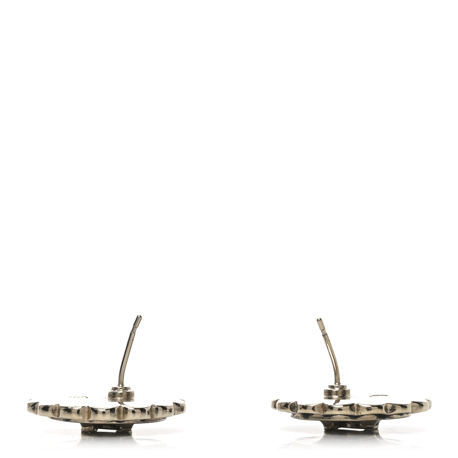 Chanel Metal Enamel CC Round Earrings Gold Black