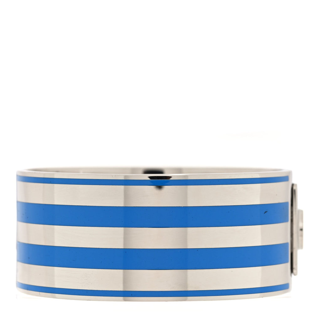 Gucci X ADIDAS Metal Enamel Cuff Bracelet S Silver Blue