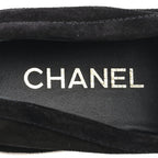 Chanel Suede Calfskin Pearl CC Moccasin Loafers 38.5 Black