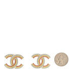 Chanel Crystal CC Earrings Gold Multicolor