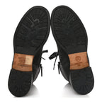 Chanel Suede Quilted CC Tall Lace Up Combat Boots 38 Grey
