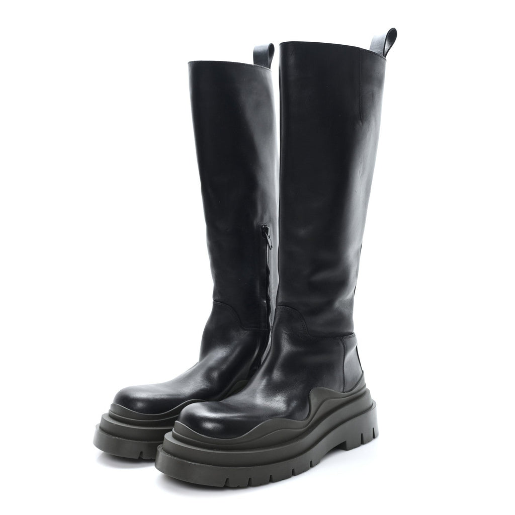 Bottega Veneta Calfskin The Tire High Boots 36 Black Camping