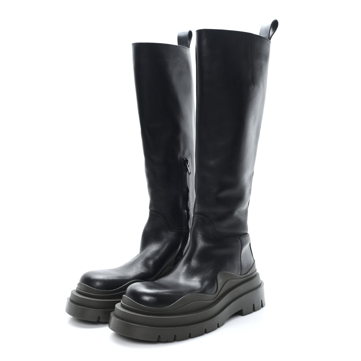 Bottega Veneta Calfskin The Tire High Boots 36 Black Camping