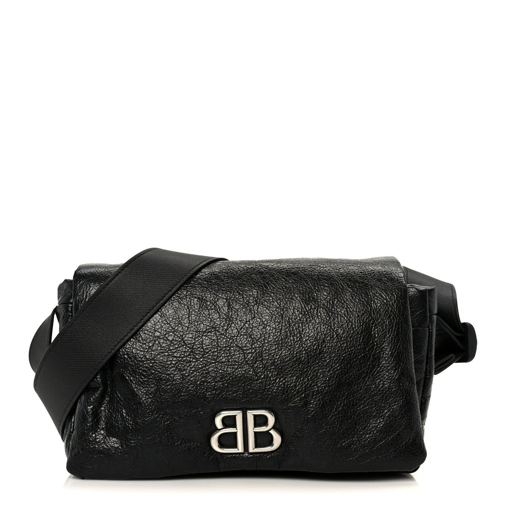 Balenciaga Arena Calfskin Small Monaco Flap Bag Black