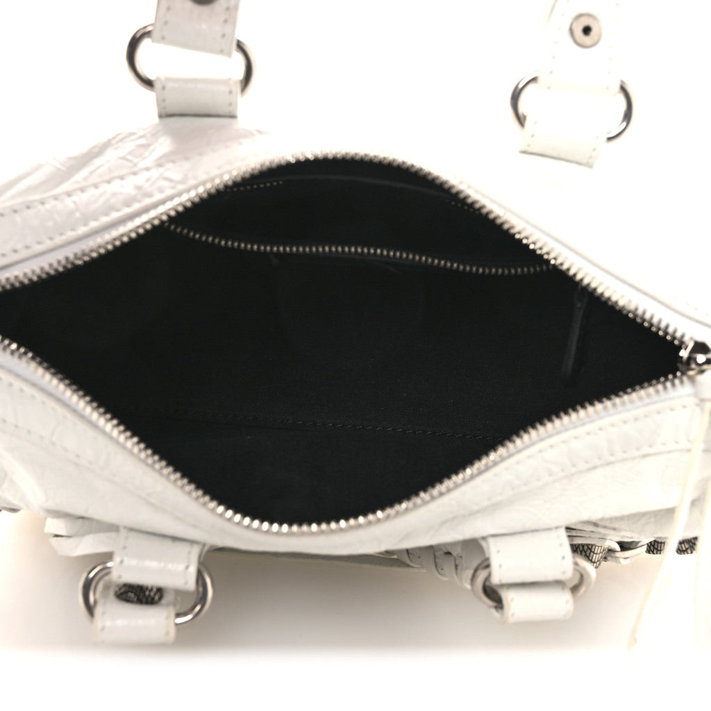 Balenciaga Agneau Arena Mini Le Cagole Duffle Crossbody Bag Optic White