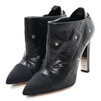 Chanel Lambskin Quilted CC Cap Toe Booties 38 Black
