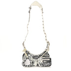 Balenciaga Agneau Arena Graffiti Le Cagole Shoulder Bag XS White Black