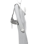 Balenciaga Metallic Agneau Arena Le Cagole Shoulder Bag XS Silver