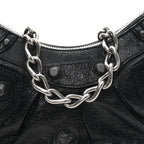 Balenciaga Agneau Arena Le Cagole Chain Shoulder Bag XS Black