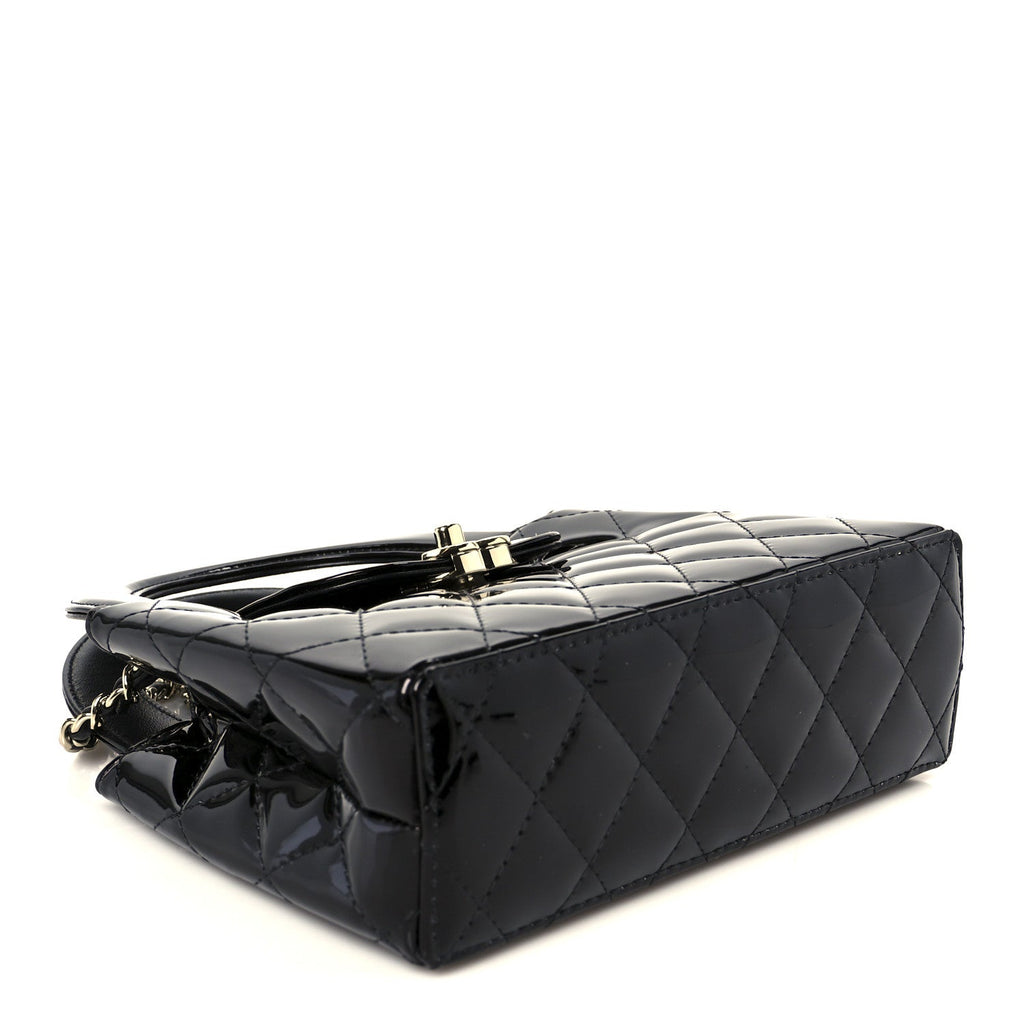 Chanel Mirror Calfskin Quilted Nano Kelly Shopper Black